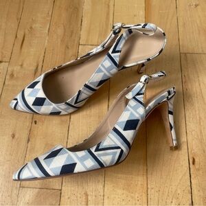 J Crew Fabric Slingback Pumps Size 6 Womens‎ Dusty Sky $278 High-Heels